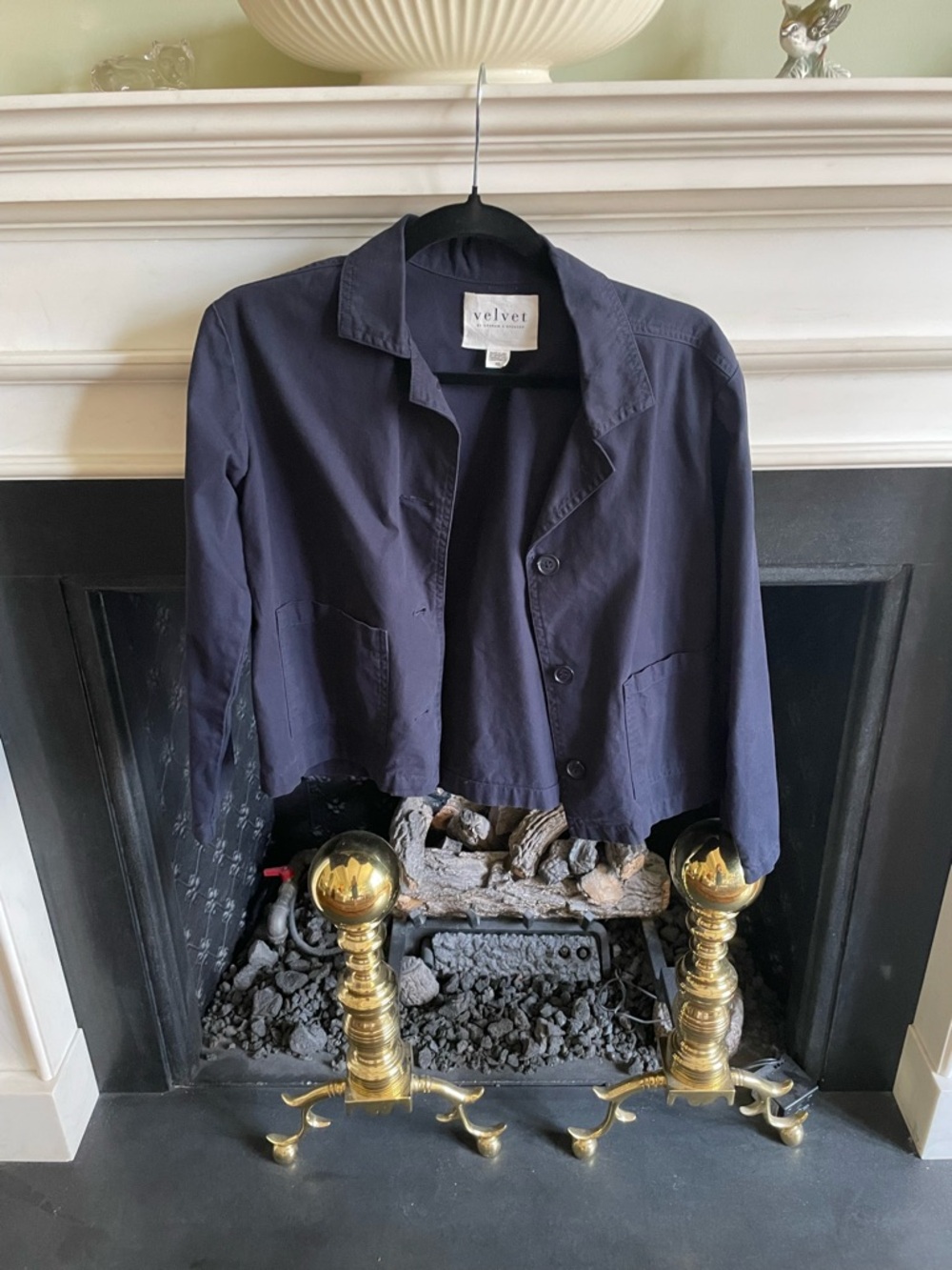 Velvet by Graham and Spencer Navy Cropped Button-Front Women's Jacket